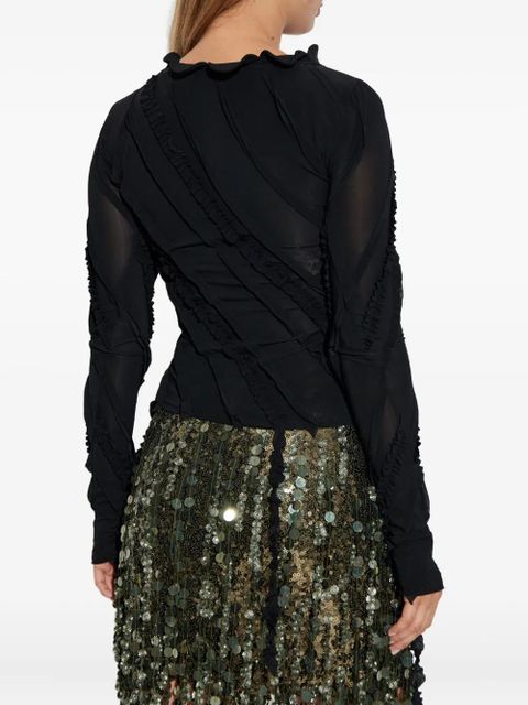 Blumarine ruffled-detail long-sleeve top - Black