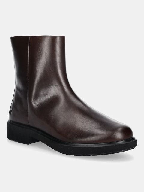 Ecco botki skórzane Metro Amsterdam Clean damskie kolor brązowy na płaskim obcasie 222063-01667 - zdjęcie produktu nr 1