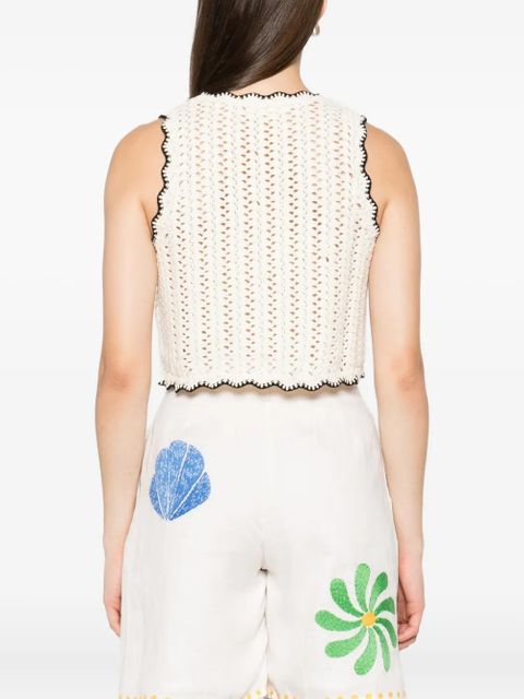 Ba&Sh crochet tie-front vest - White