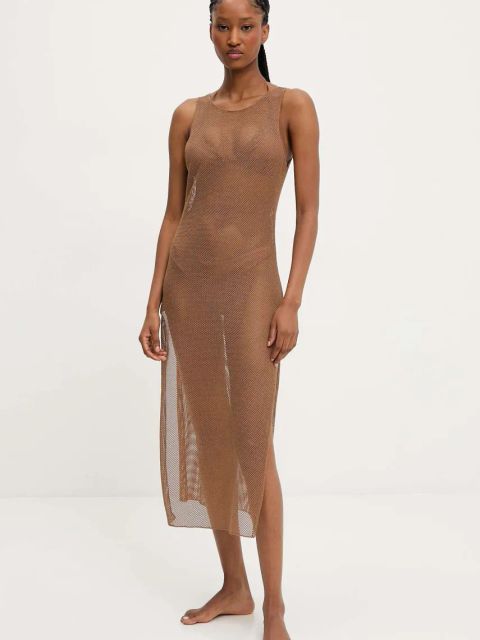 Answear.LAB dwuczęściowy strój kąpielowy i sukienka kolor brązowy lekko usztywniona miseczka