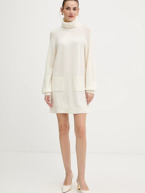 Liu Jo sukienka wełniana kolor biały mini prosta MF5063 MS009