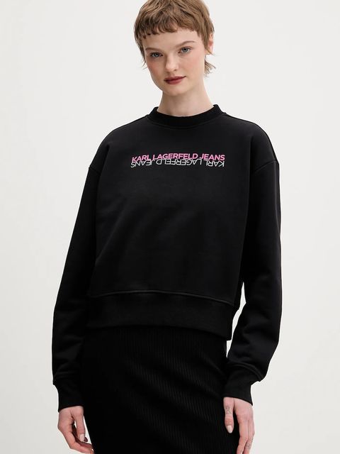 Karl Lagerfeld Jeans bluza bawełniana damska kolor czarny z nadrukiem B1W20041 - zdjęcie produktu nr 1