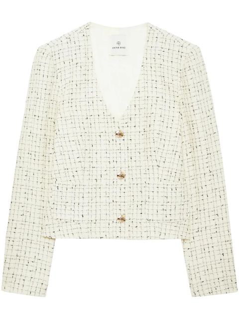 ANINE BING Anitta tweed cropped jacket - White - zdjęcie produktu nr 1