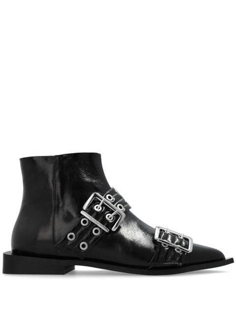 GANNI eyelet-detailing biker boots - Black - zdjęcie produktu nr 1