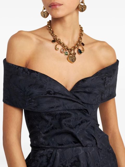 ETRO jacquard off-shoulder evening dress - Blue