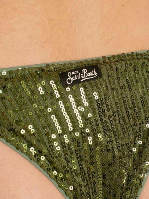 MC2 Saint Barth sequined tie-side bikini bottoms - Green