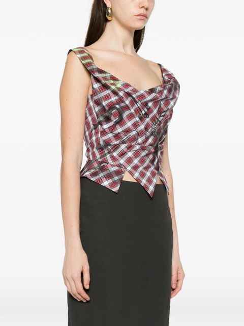 Vivienne Westwood plaid draped top - Red