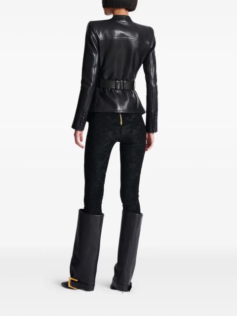 Balmain belted leather jacket - Black - zdjęcie produktu nr 2