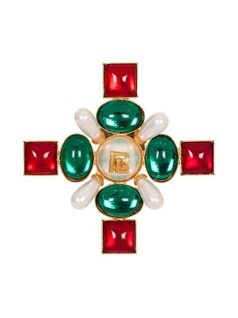 Balmain Baroque bead and crystal brooch - Gold