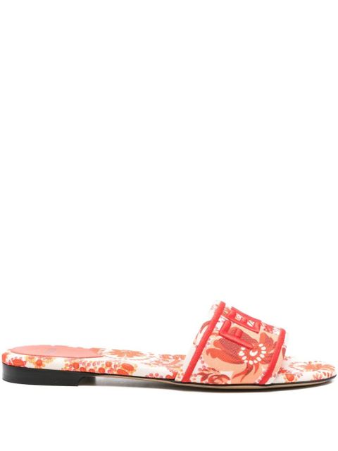 FENDI logo-embroidered slides - Neutrals - zdjęcie produktu nr 1