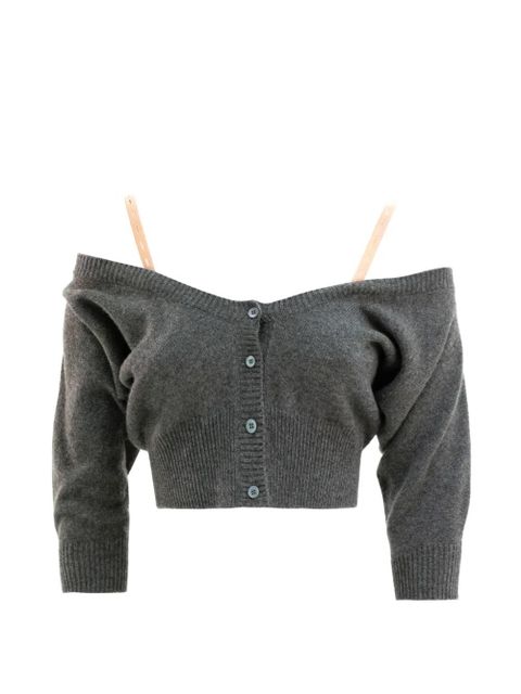 Miu Miu cropped cardigan - Grey - zdjęcie produktu nr 1