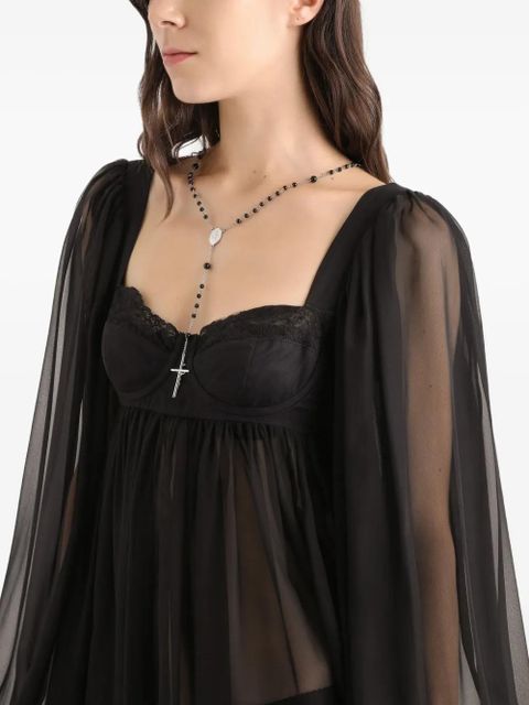 Dolce & Gabbana lace balloon-sleeve mini dress - Black