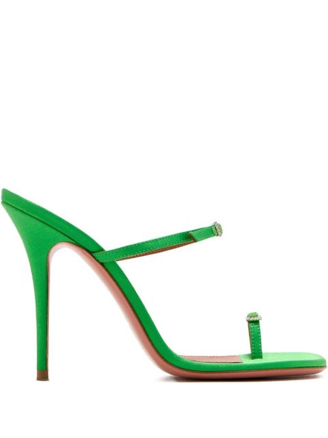 Amina Muaddi crystal-buckle satin sandals - Green - zdjęcie produktu nr 1