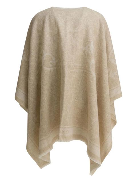 PINKO Love Birds fringed cape - Neutrals
