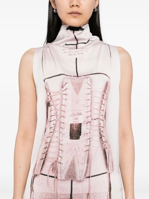 Jean Paul Gaultier maxi bustier-print dress - White