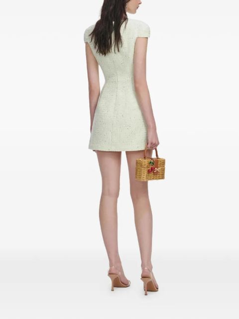 Self-Portrait jewelled button bouclé dress - Green