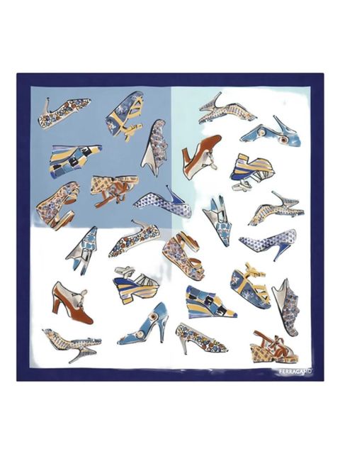 Ferragamo Genio print square scarf - Blue - zdjęcie produktu nr 1