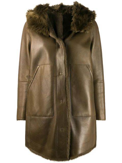 Yves Salomon hooded shearling coat - Green - zdjęcie produktu nr 1
