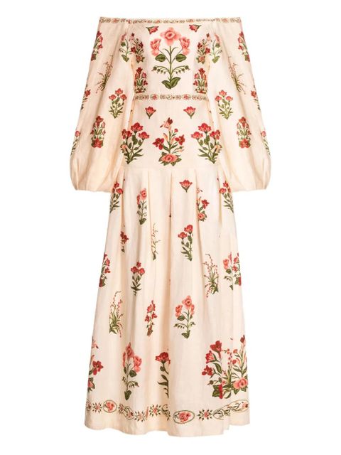 Agua By Agua Bendita Senlis Canna off-shoulder floral print dress - White - zdjęcie produktu nr 1