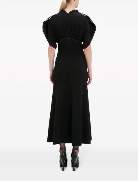 Victoria Beckham draped-sleeve flared midi dress - Black