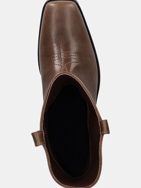 Weekend Max Mara botki skórzane Ranch damskie kolor brązowy na małym obcasie 2525796034600