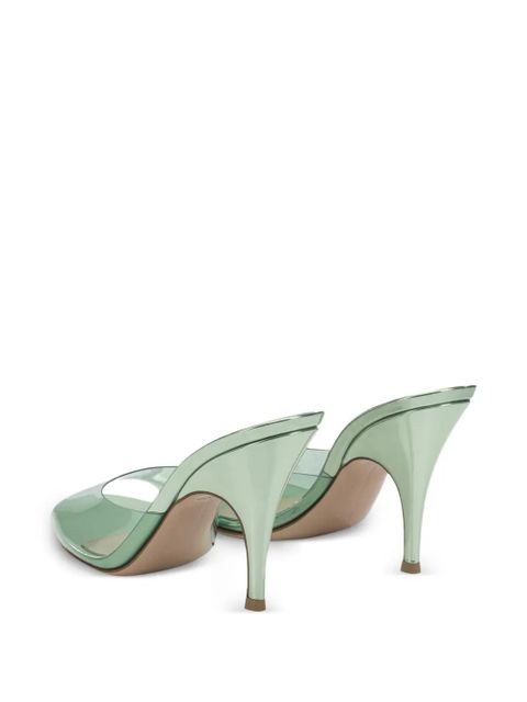 Gianvito Rossi transparent-strap metallic-finish sandals - White