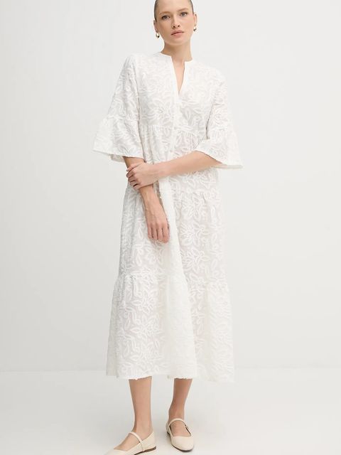 Marc Aurel sukienka bawełniana kolor biały maxi rozkloszowana 6544-1020-73855 - zdjęcie produktu nr 2