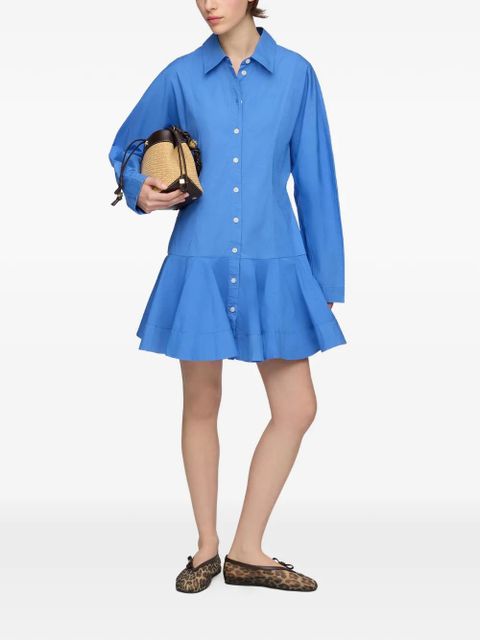 GANNI ruffled-hem shirt dress - Blue - zdjęcie produktu nr 2