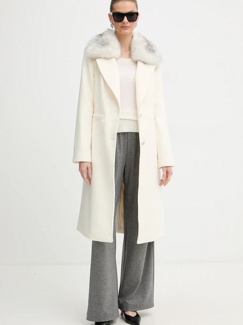 Guess płaszcz z dodatkiem wełny KAROLE kolor beżowy W5BL19 W2642