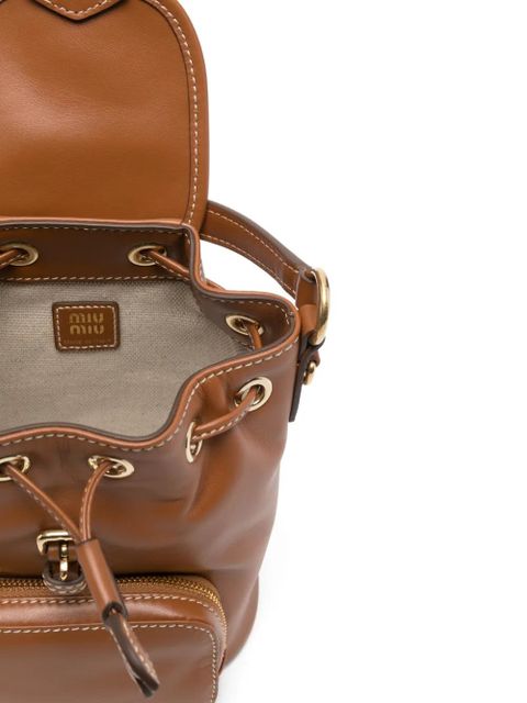 Miu Miu logo flap-top mini bag - Brown