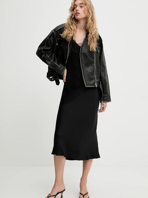 Answear.LAB sukienka kolor czarny maxi prosta