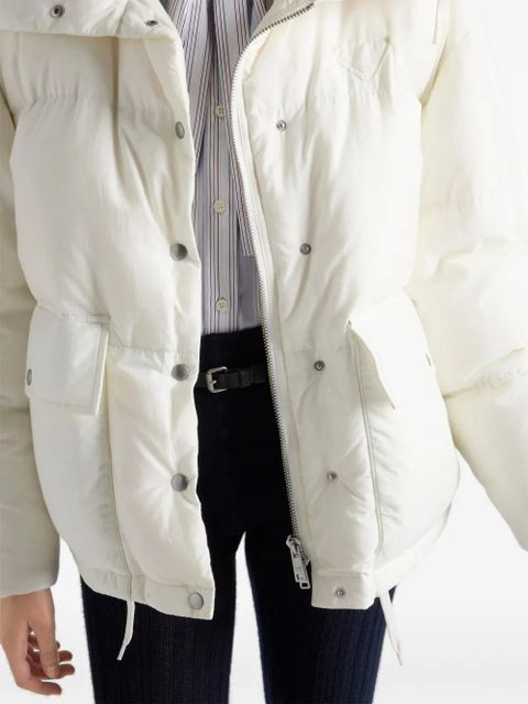 Prada hooded patch-pocket down jacket - White