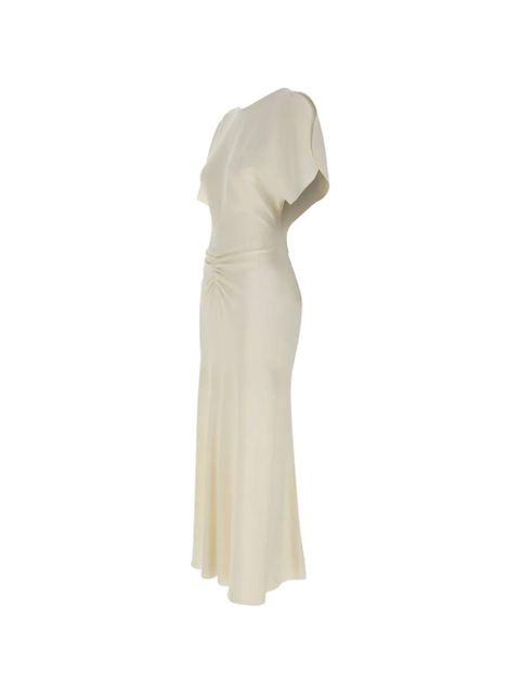 Victoria Beckham Bela pleated V-back dress - White