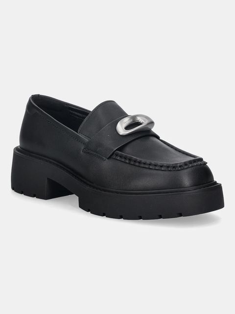 Calvin Klein mokasyny skórzane CHUNKY LOAFER LTH HW damskie kolor czarny na platformie YW0YW01912 - zdjęcie produktu nr 1