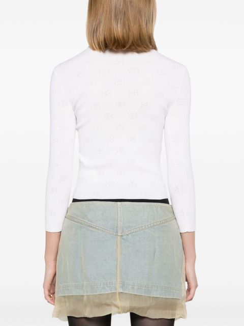 Balenciaga BB-pattern open-knit jumper - White