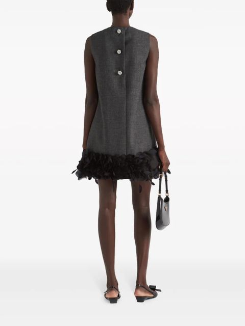 Prada feather-detail mini dress - Grey