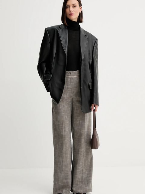 Simona Corsellini spodnie damskie kolor brązowy proste high waist A25CPPA01501