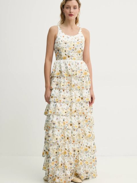 MUNTHE sukienka jedwabna FRUMA kolor żółty maxi rozkloszowana 251134025118 - zdjęcie produktu nr 1