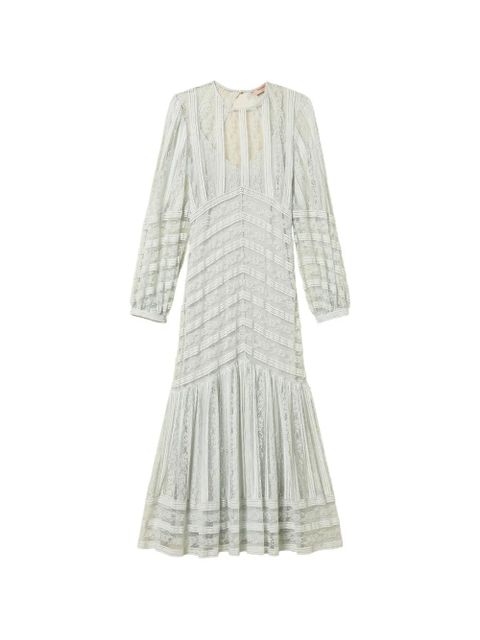 TWINSET striped laced midi dress - Neutrals - zdjęcie produktu nr 1