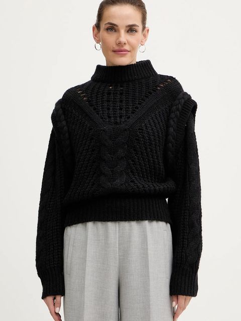 BOSS Orange sweter z dodatkiem wełny damski kolor czarny 50548951 - zdjęcie produktu nr 1