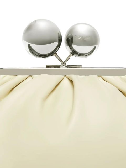 Weekend Max Mara small Milvanew pleated ball-embellished clush bag - Neutrals