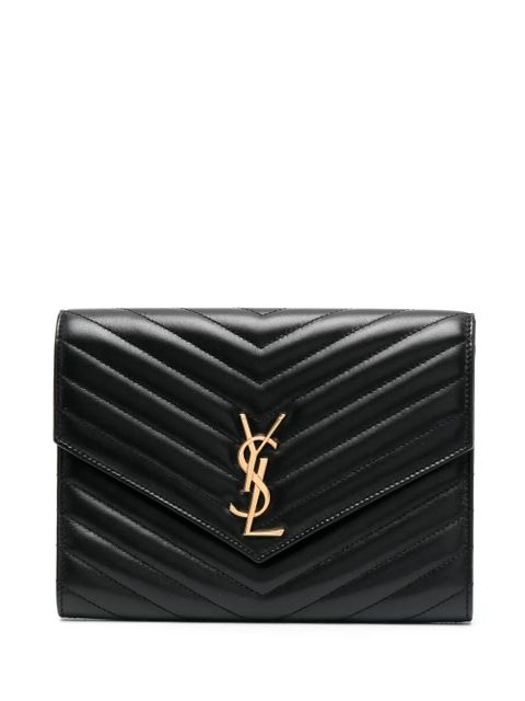 Saint Laurent Cassandre matelassé leather clutch bag - Black - zdjęcie produktu nr 1