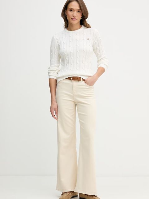 U.S. Polo Assn. sweter bawełniany CREW NECK CABLE - zdjęcie produktu nr 1