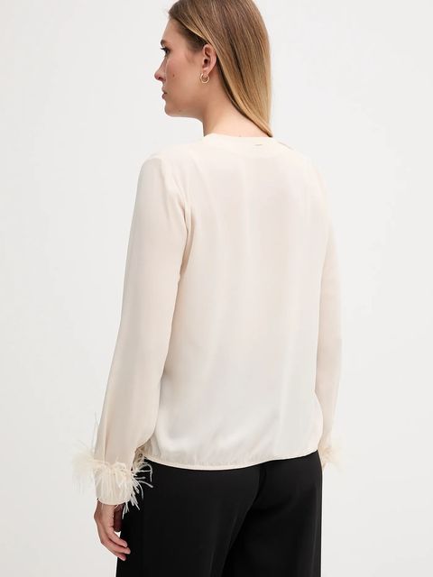 Gaudi bluzka damska kolor beżowy gładka 521FD45032