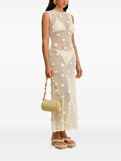 Cult Gaia Vermeer flower-embellished crochet dress - White