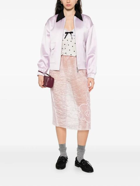 Self-Portrait contrast-collar jacket - Purple