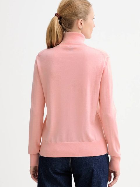 Calvin Klein sweter z dodatkiem wełny damski kolor różowy lekki z golfem LV044D371G