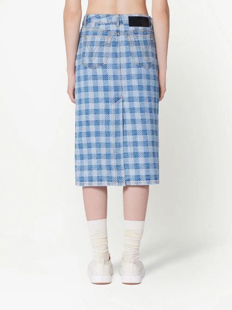 AMI Paris gingham denim pencil skirt - Blue