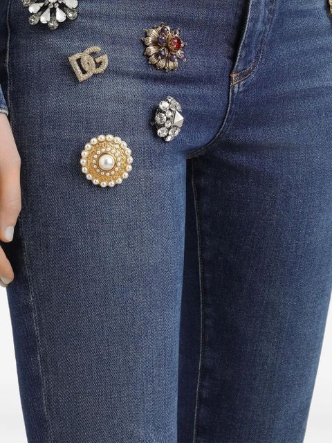 Dolce & Gabbana bejeweled high-rise jeans - Blue