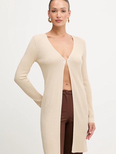 Morgan kardigan damski kolor złoty lekki MIRZOU - zdjęcie produktu nr 1